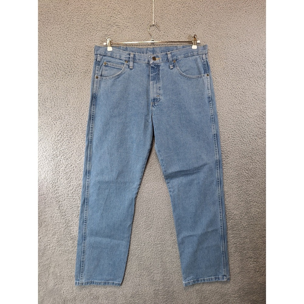 Wrangler Jeans Mens 35x32 Blue‎ Denim Rugged Wear Straight Leg Casual Streetwear